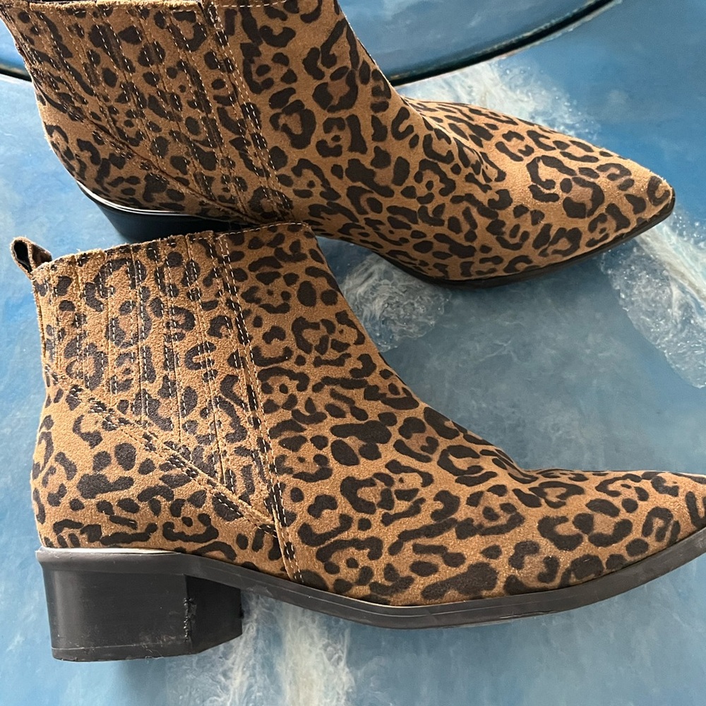 Marc Fisher Brown Leopard Ankle Booties